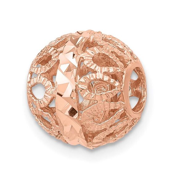 Kazi Luxury 14k Rose Gold Diamond-cut Filigree Ball Chain Slide,New Products : American Fashion Style Bags On Sale
